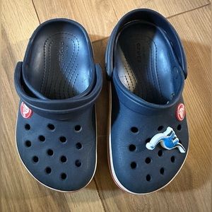 Navy Crocs (w Dino charm), Toddler size 8c